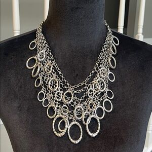 Chico's Silver Layered Chain Necklace
